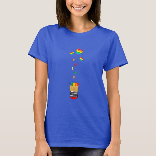 Målat Pride Regnbågsborst T Shirt (Framsida)