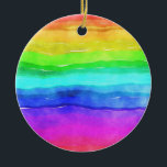 Målat regnbåge julgransprydnad keramik<br><div class="desc">Den här designen har en barnliknande målning av en regnbåge på olika ljusa färger. Det kommer att le på till och med den vackraste ansikte!</div>