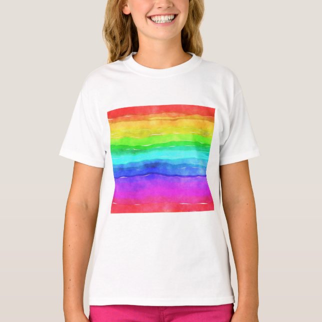 Målat regnbåge t shirt (Framsida)