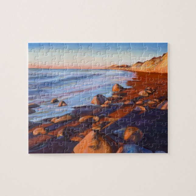 Målat Rocky Beach Shoreline Jigszle Puzzle Pussel (Horisontell)