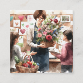 Målat tack Tote Fyrkantigt Visitkort