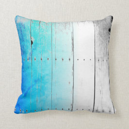 Målat trä ridit ut nautiskt för Driftwood blått Kudde