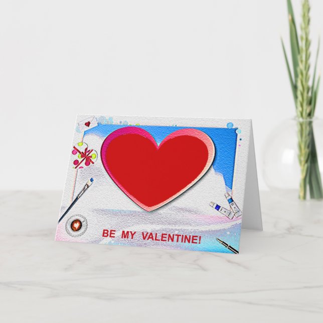 Målat Valentine Heart Lägg till ditt foto Helgkort (Framsida)