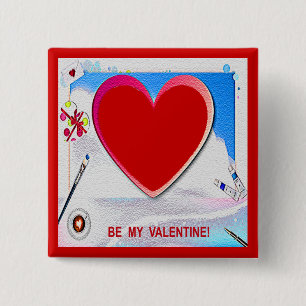 Målat Valentine Heart Lägg till ditt foto Knapp