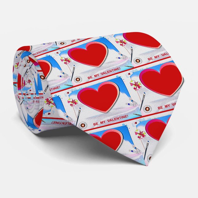 Målat Valentine Heart Lägg till ditt foto Slips (Rullad)