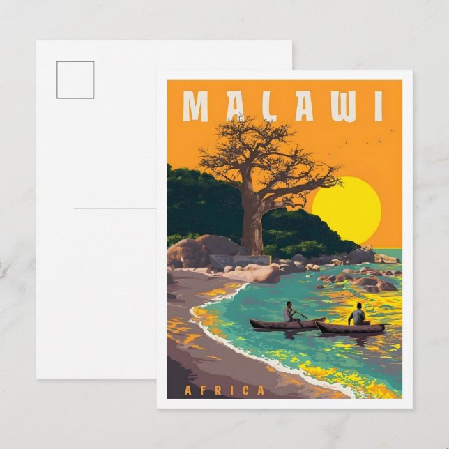Malawi Afrika Vintage Resa  Vykort (Fram/baksida)