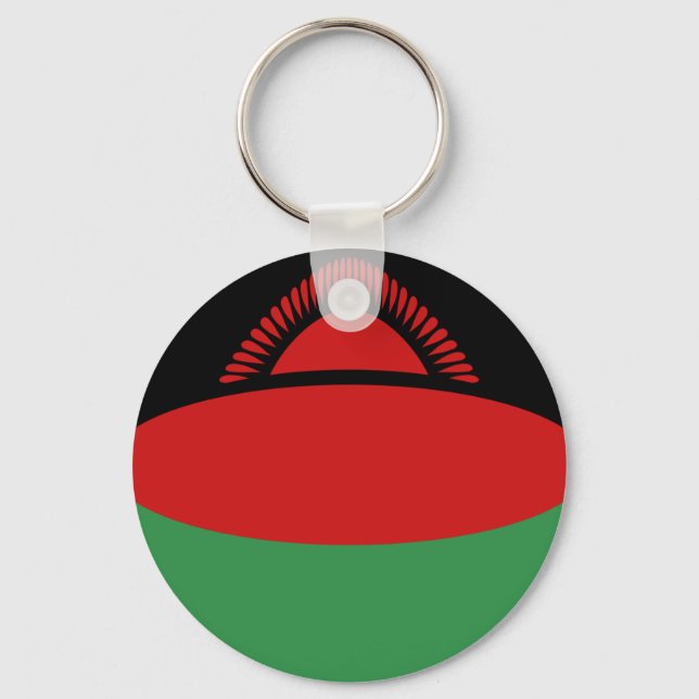 Malawi Fisheye Flagga Keychain Nyckelring (Framsida)