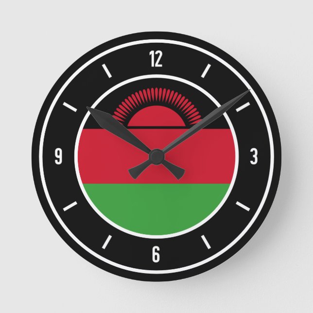 Malawi Flag Elegant Rund Klocka (Framsida)