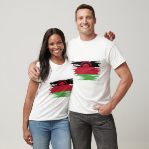 Malawi Flagga Brush Art T Shirt