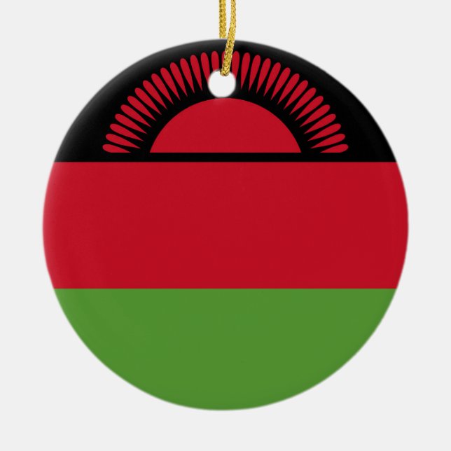 Malawi flagga julgransprydnad keramik (Framsidan)