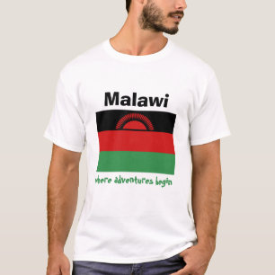 Malawi flagga + Karta + TextT-tröja Tee