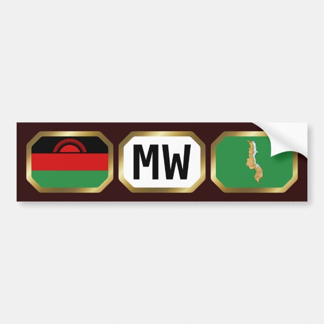Malawi Flagga kod Bumper Sticker Bildekal (Framsidan)