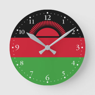 Malawi flagga rund klocka