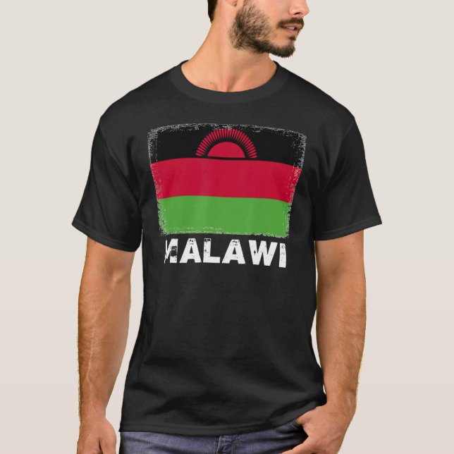 Malawi Flagga Support Malawian People Women Manar T Shirt (Framsida)