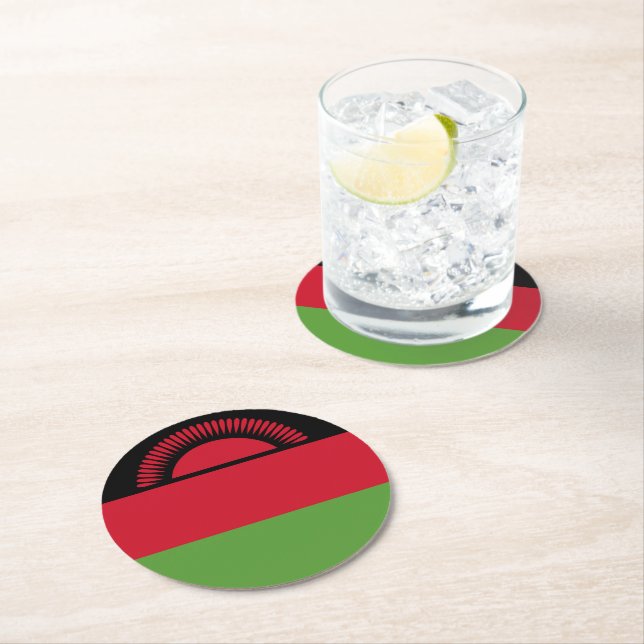Malawi flagga underlägg papper rund (Insitu)