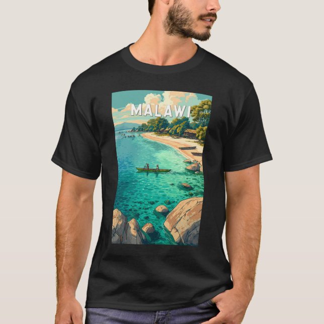 Malawi Illustration Resa Konst Vintage T Shirt (Framsida)
