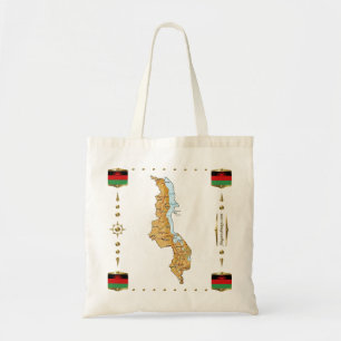 Malawi Karta + Flaggor Bag Tygkasse