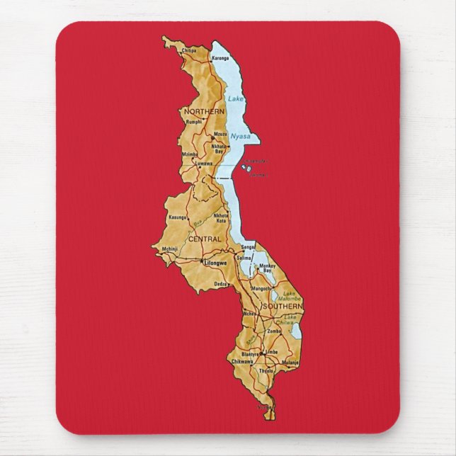Malawi karta Mousepad Musmatta (Framsidan)
