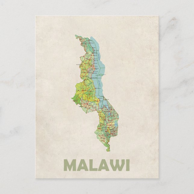 Malawi karta vykort (Framsida)
