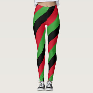 Malawi National Flagga Färg Diagonal Stripe Leggings