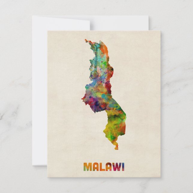 Malawi Watercolor Karta (Framsida)