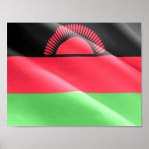 Malawi - Wave Flagga - Poster