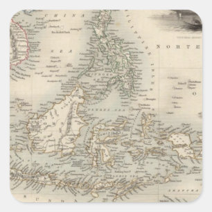 Malay Archipelago eller Öster India Islands Fyrkantigt Klistermärke