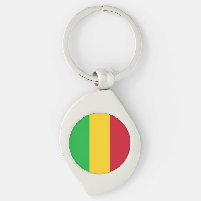 Malays flagga swirl silverfärgad nyckelring (Framsidan)
