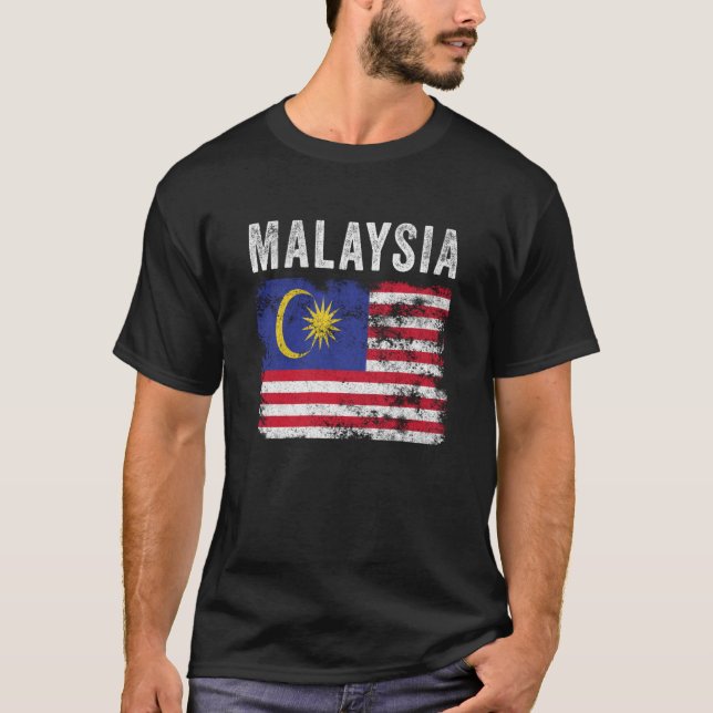 Malaysia Flag Distressed Men Women Kids Malaysian  T Shirt (Framsida)
