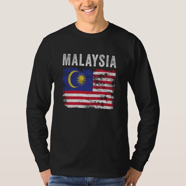 Malaysia Flag Distressed Men Women Kids Malaysian  T Shirt (Framsida)