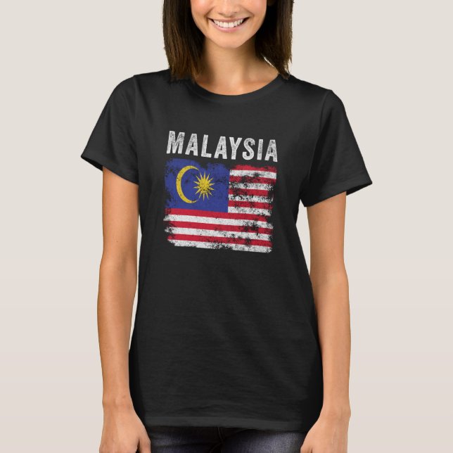 Malaysia Flag Distressed Men Women Kids Malaysian  T Shirt (Framsida)