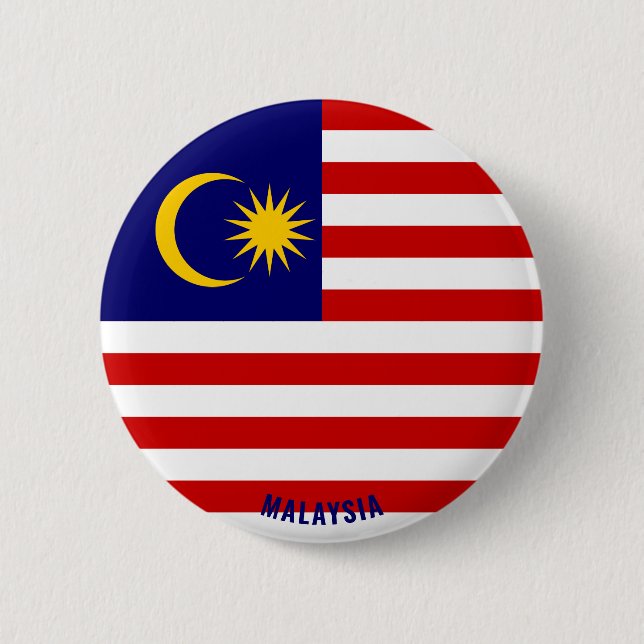 Malaysia Flagga Charming Patriotic Button Knapp (Framsida)