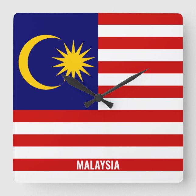 Malaysia Flagga Dazzling Patriotic Fyrkantig Klocka (Framsida)
