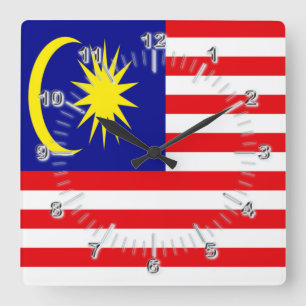 Malaysia flagga fyrkantig klocka