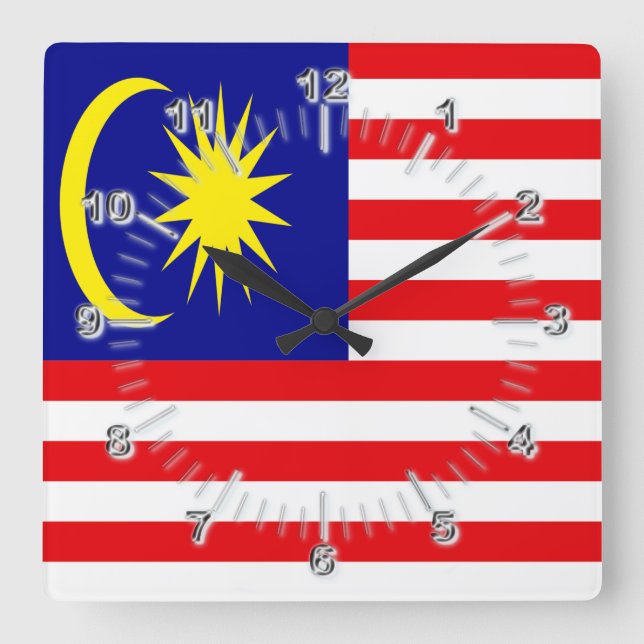 Malaysia flagga fyrkantig klocka (Framsida)