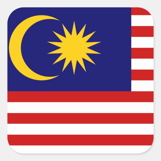 Malaysia flagga fyrkantigt klistermärke (Framsida)