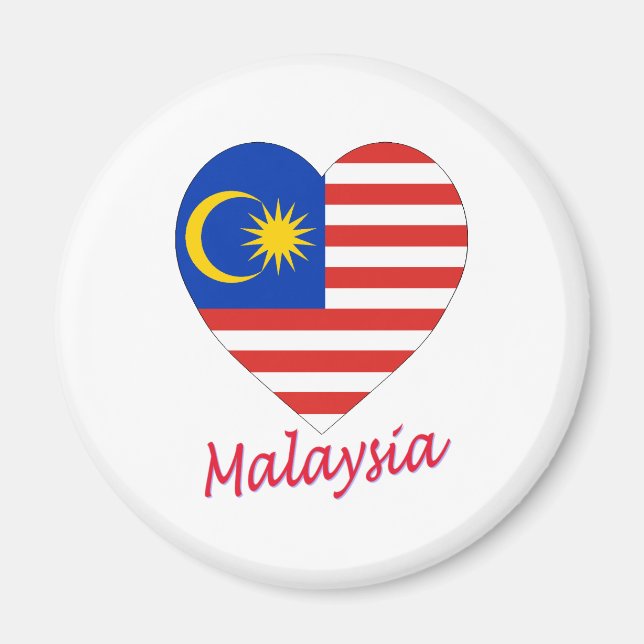 Malaysia Flagga Heart Magnet (Framsidan)