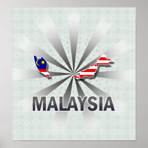 Malaysia Flagga Karta 2.0 Poster
