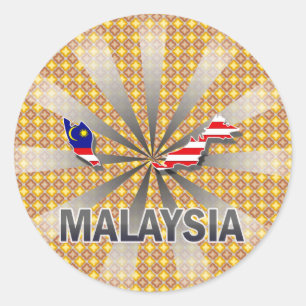Malaysia Flagga Karta 2.0 Runt Klistermärke