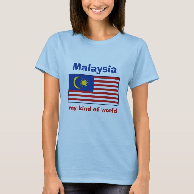 Malaysia Flagga + Karta + Text T-Shirt (Framsida)
