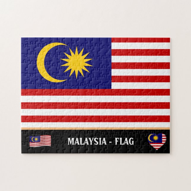 Malaysia Flagga & Malaysia land / Malaysia Pussel (Horisontell)