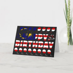 Malaysia Flagga Patriotic Birthday Kort