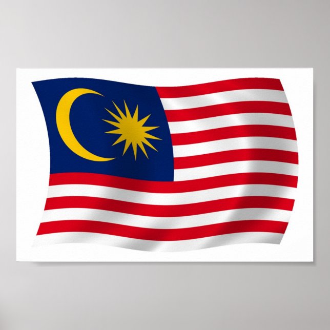 Malaysia Flagga Poster Skriv ut (Framsidan)