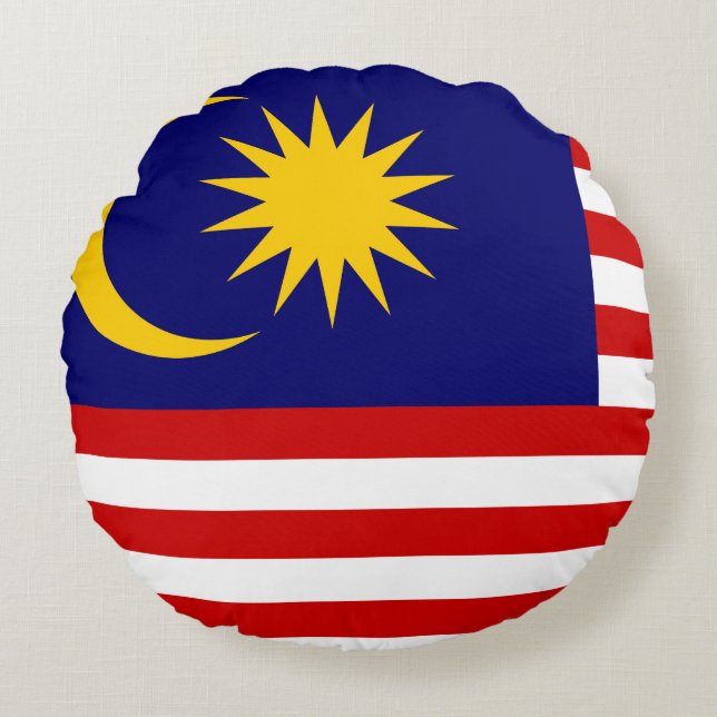 Malaysia Flagga Rund Kudde (Framsidan)