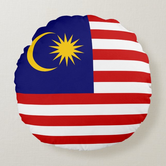 Malaysia Flagga Rund Kudde (Framsidan)
