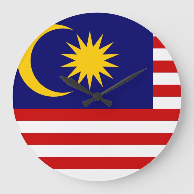 Malaysia Flagga Stor Klocka (Framsida)