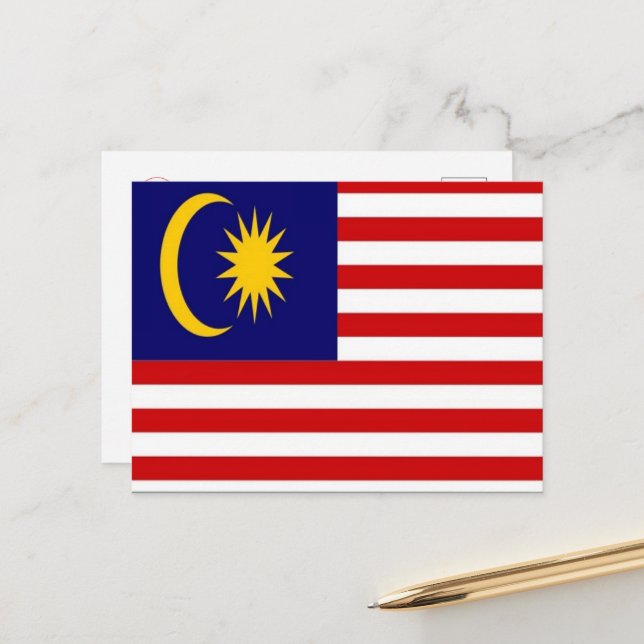 Malaysia - Flagga - Vykort (Fram/Back In Situ)
