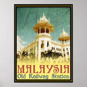 Malaysia gammal järnväg station poster