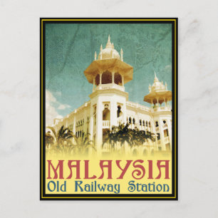 Malaysia gammal järnväg station vykort