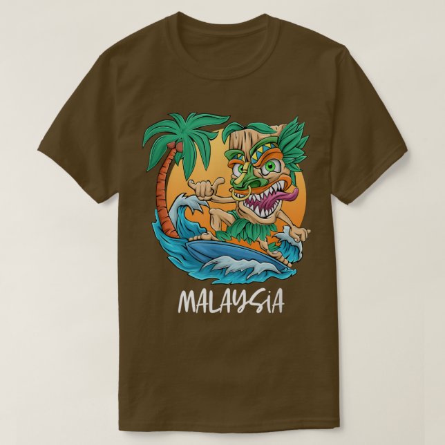 Malaysia Handflatan Träd Surfing Beach Vacation Ti T Shirt (Design framsida)
